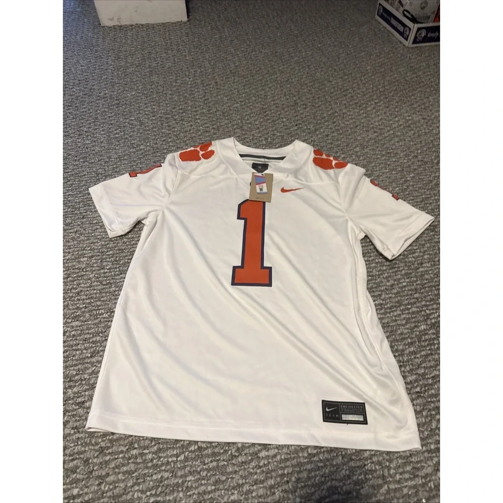 NWT Nike Men's Clemson Tigers #1 White Dri-FIT Game Football Jersey‎ Medium